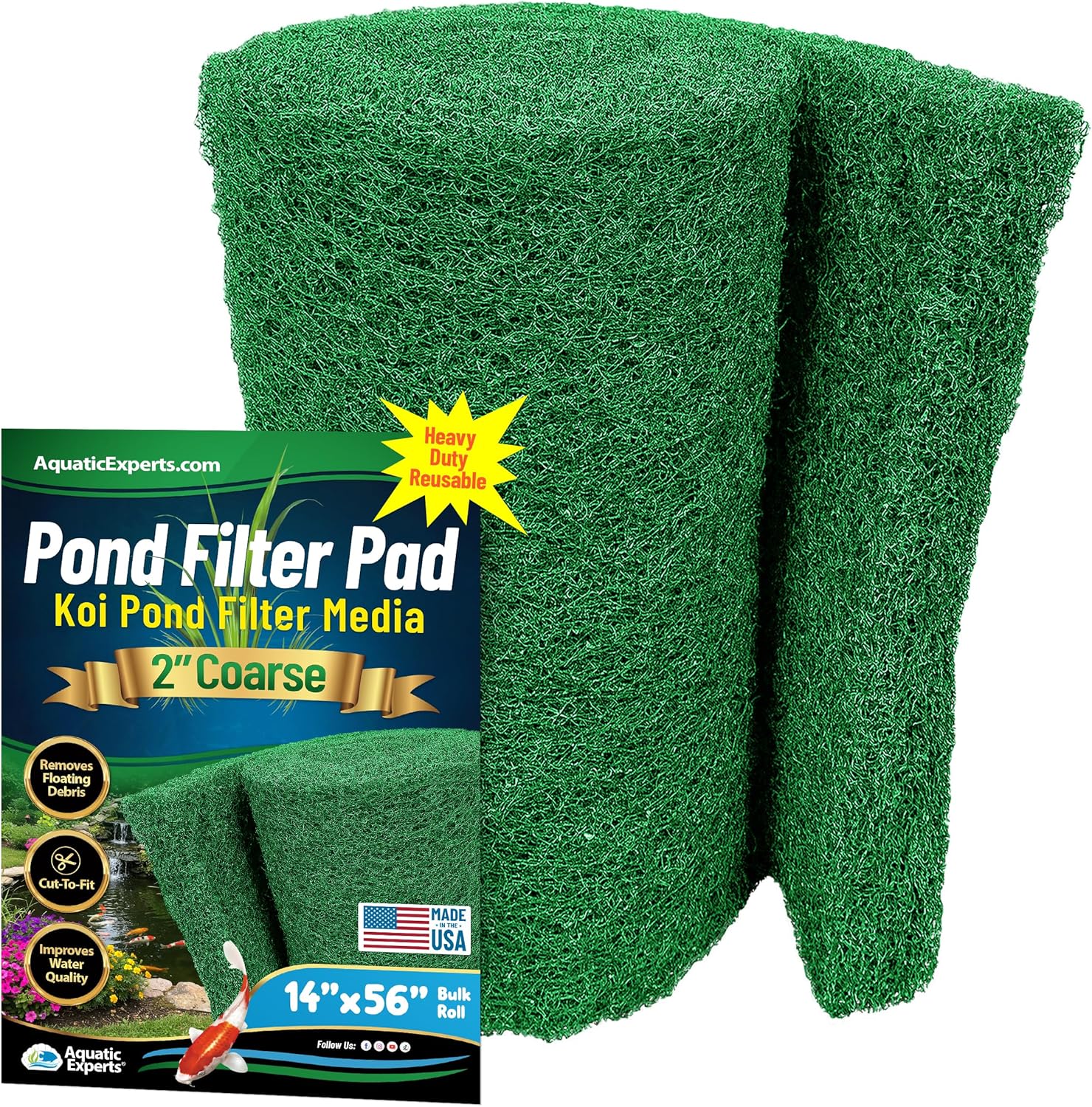 Aquatic Experts Green COARSE Pond Filter Pad for Koi Ponds