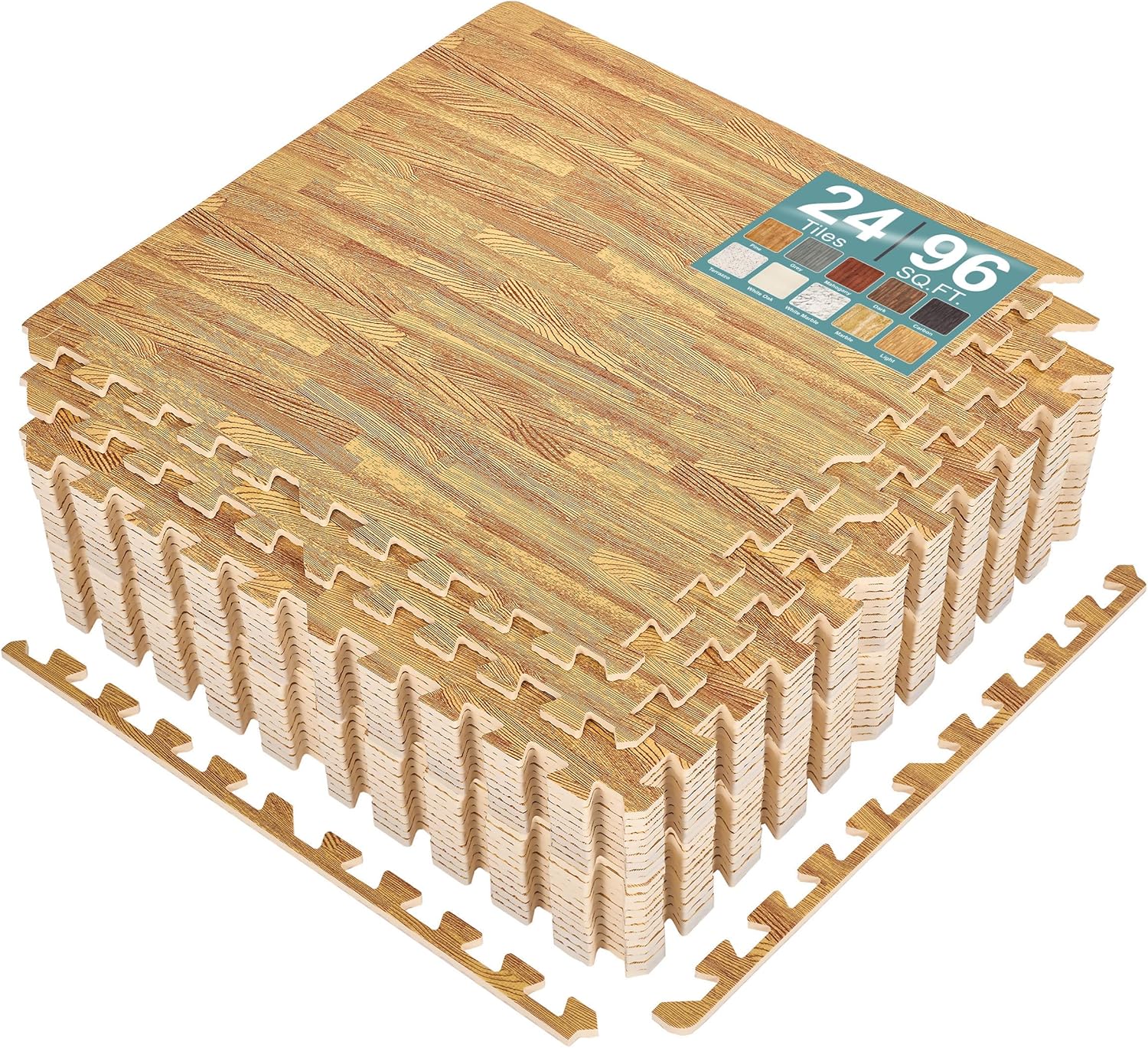Interlocking Wood Grain Floor Tiles for Comfort and Style