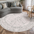 Grey Round Area Rug 5ft Small Circle - Vintage Distressed Accent Rug