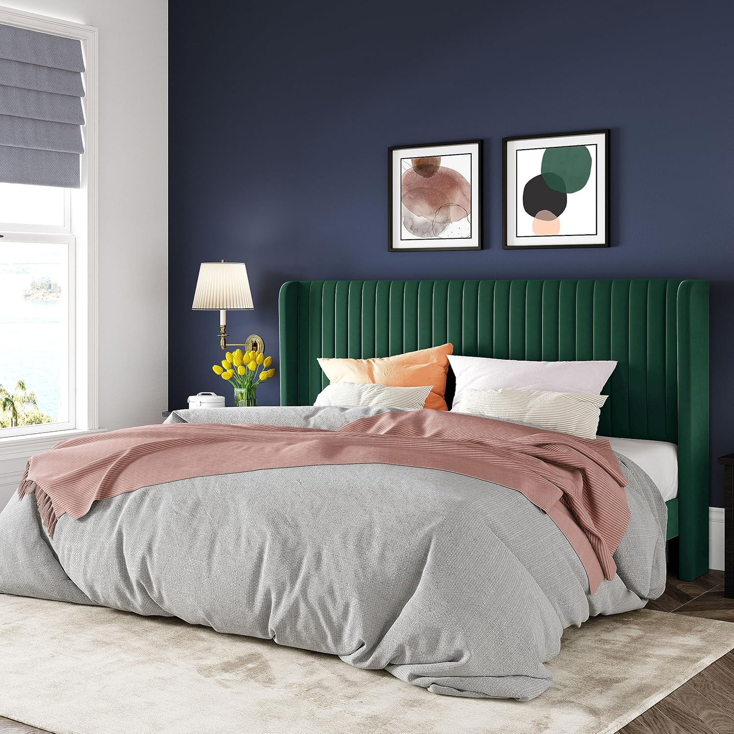 Allewie King Size Bed Frame with Velvet Upholstered Design