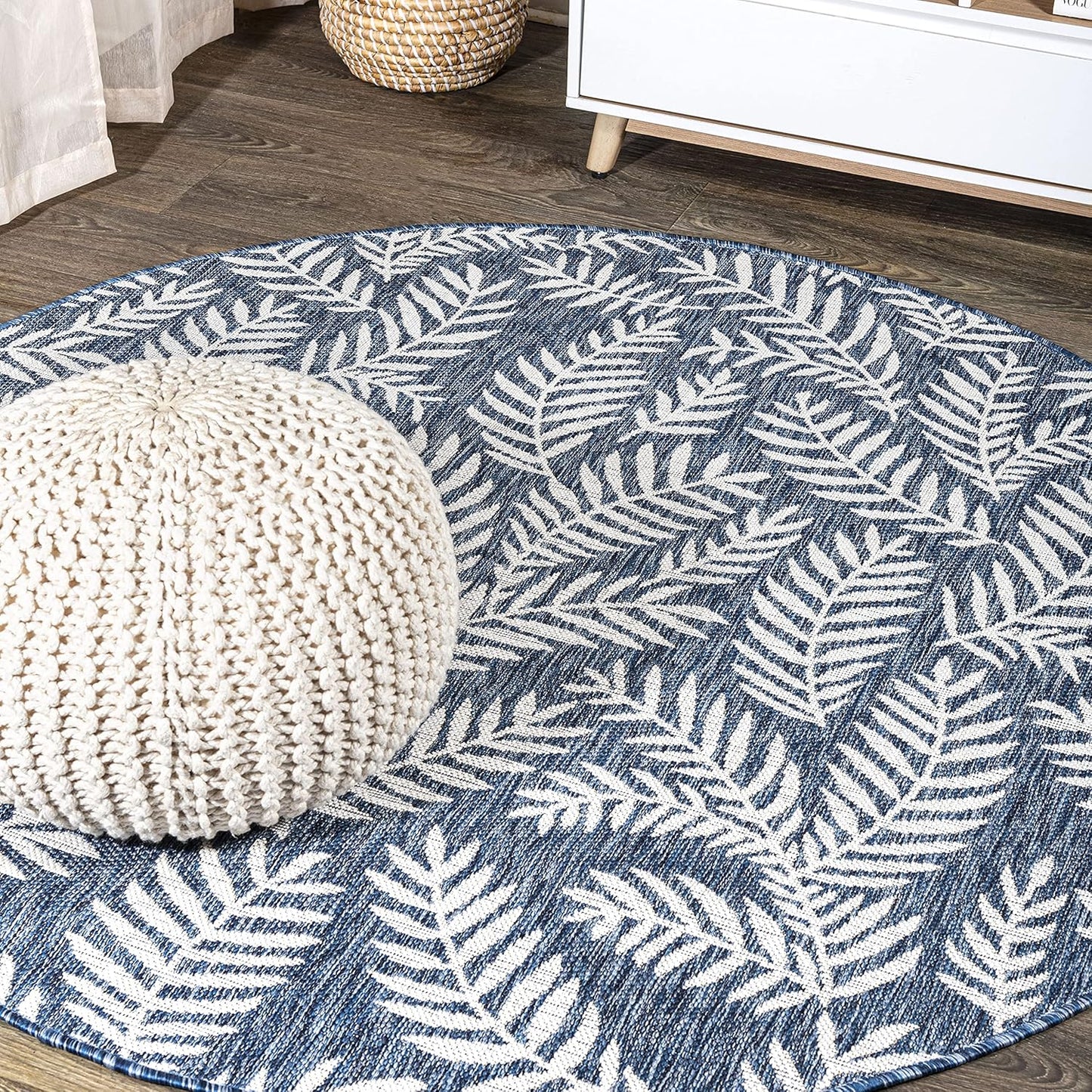 JONATHAN Y Palm Frond Indoor Outdoor Round Area Rug 5 Ft