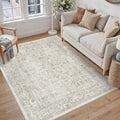 Taupe Area Rug 4x6 Vintage Distressed Non Slip Rug - Machine Washable