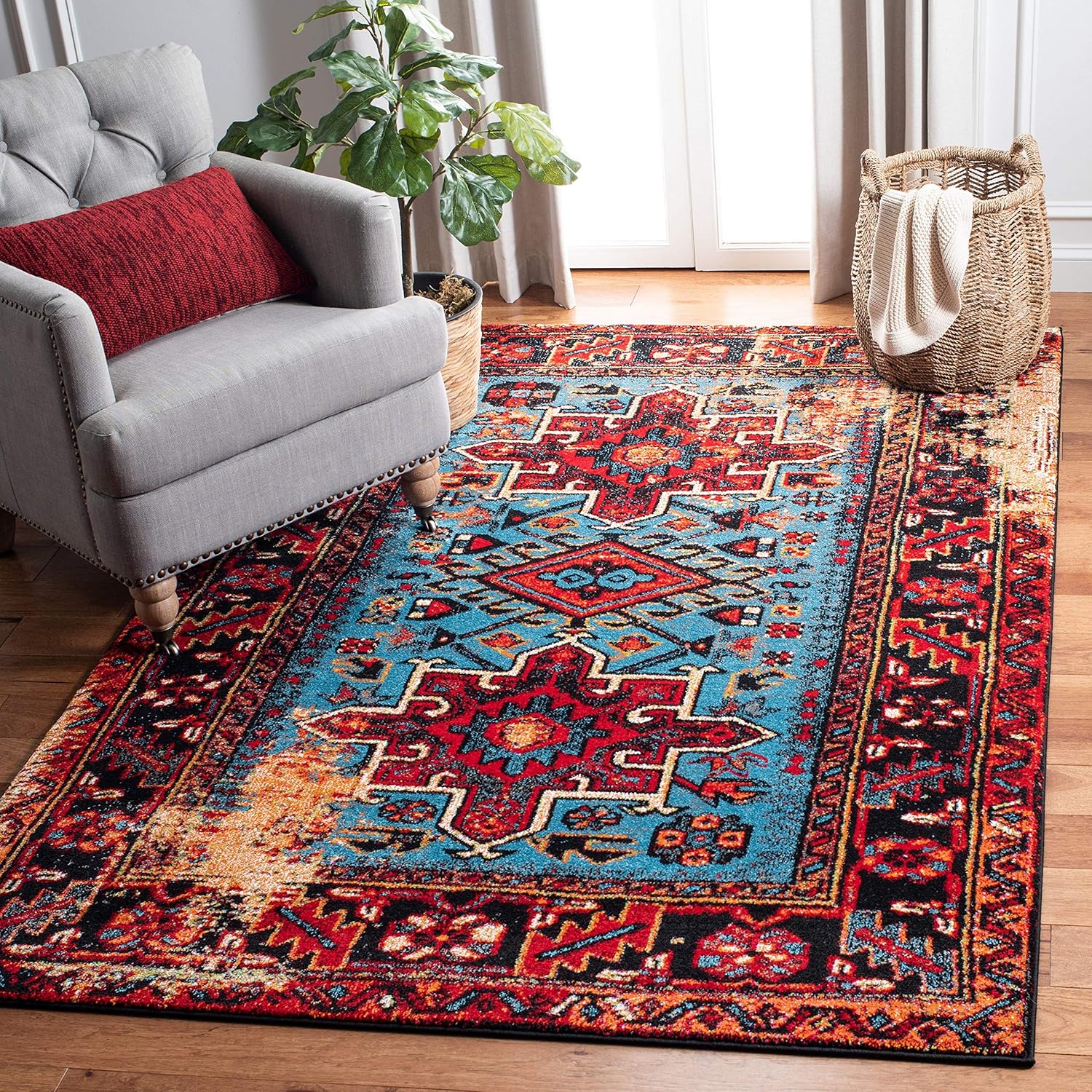 Vintage Hamadan Collection Area Rug - Traditional Persian Design