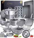Granite Cookware Sets Nonstick 23pc - Induction Ready Cookware Set