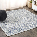 JONATHAN Y Vintage Filigree Indoor Outdoor Square Rug 5x5 - Easy Clean