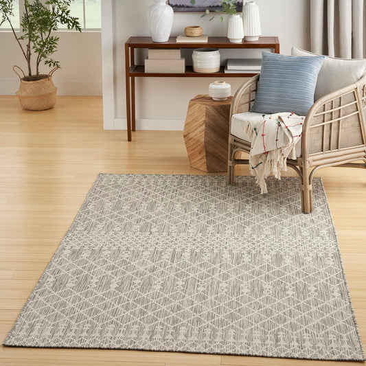Nourison Home Positano Indoor/Outdoor Light Grey Area Rug 5ft x 7ft