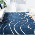 Florida Shag Area Rug 8ft 6in x 12ft - Plush Navy & Ivory