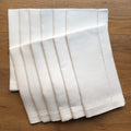 White Linen Hem Stitch Dinner Napkins Set of 12 - Classic 20in Squares