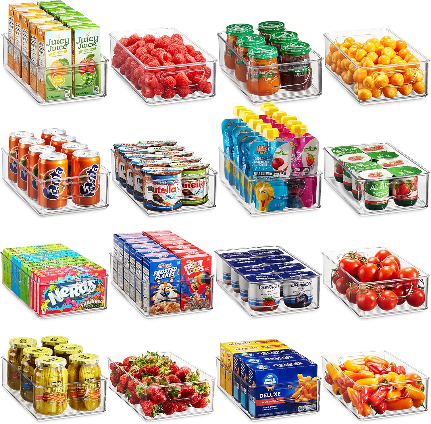 Munfix Set Of 16 Refrigerator Organizer Bins For Your Kitchen