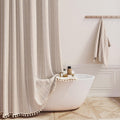 Boho Farmhouse Linen Shower Curtain Set for Luxurious Bathrooms
