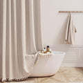 Extra Long Shower Curtain 72x84 Long Boho Chic Tassel Linen - Tall