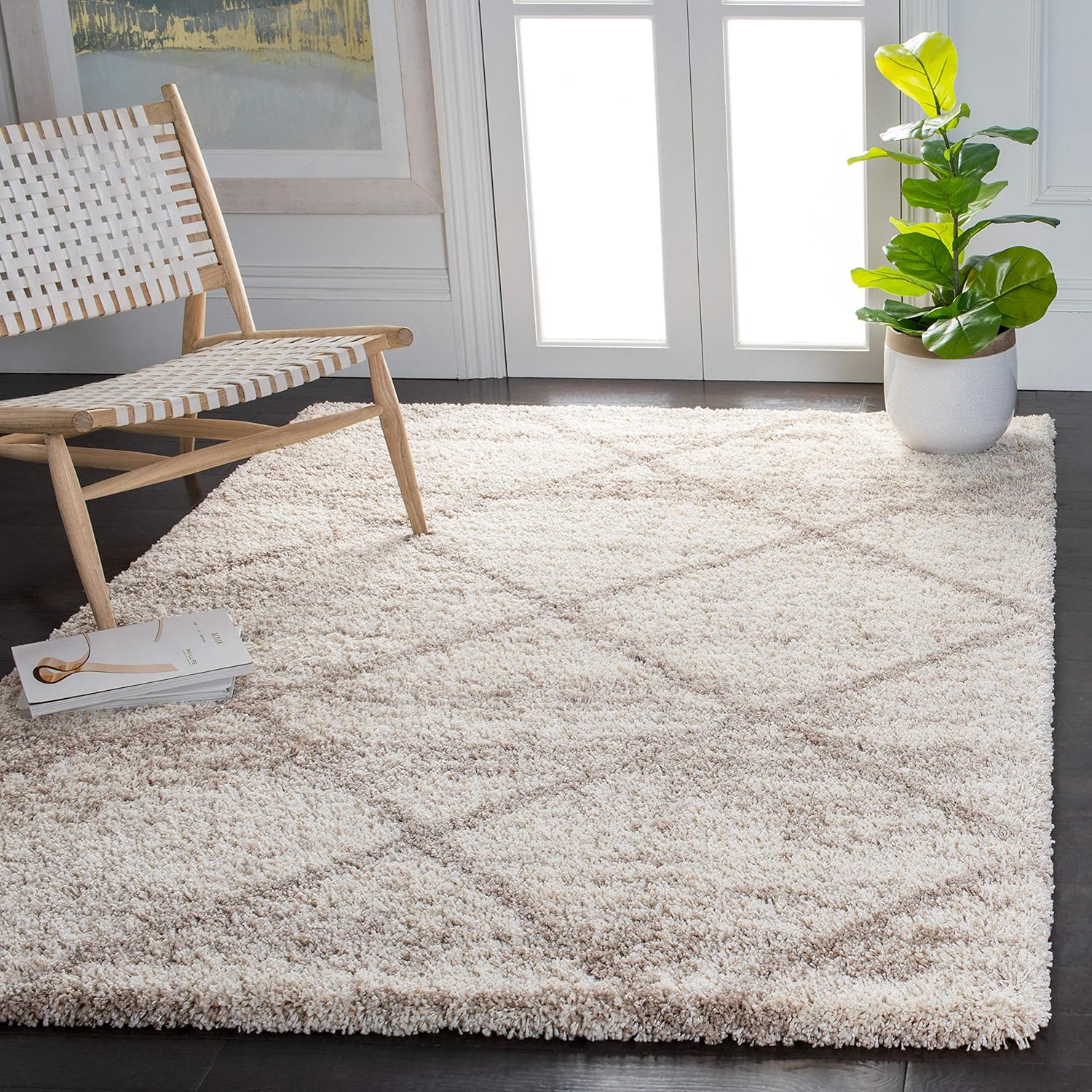 SAFAVIEH Hudson Shag Collection Area Rug - Modern Trellis Design