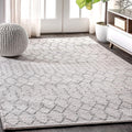 Boho Vintage Diamond Cream/Gray Indoor Area Rug 4X6 ft - Durable
