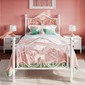 Twin Size Bed Frame with Butterfly Headboard - Stable Metal Platform