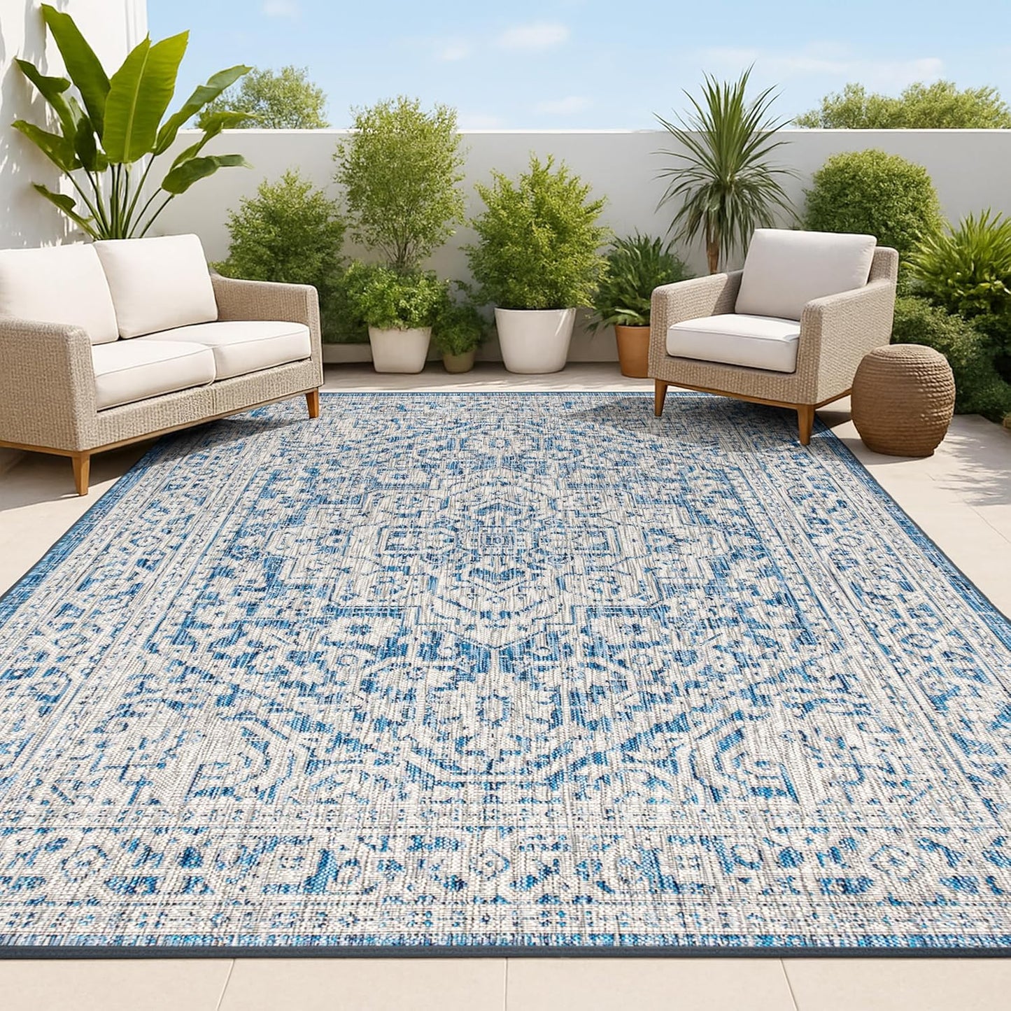 JONATHAN Y Medallion Weave Indoor Outdoor Area Rug for Style