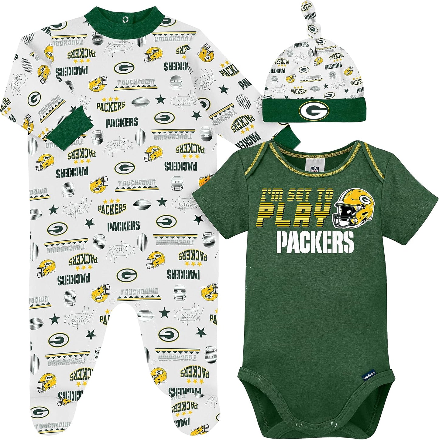 Gerber NFL Baby Boys' 3-Piece Bodysuit Set for Young Fans