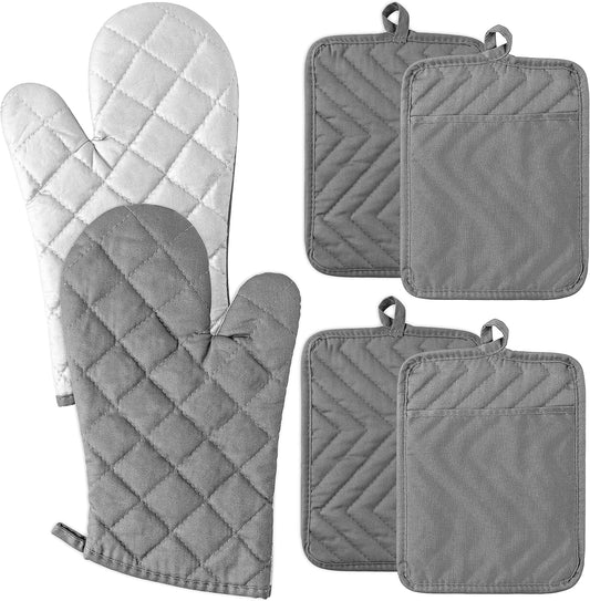 6Pcs Cotton Oven Mitts Set: Heat Resistant Kitchen Essential