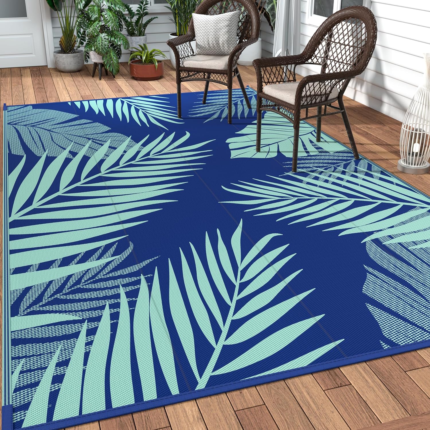 GENIMO Outdoor Rug 6ft x 9ft Waterproof for Patios and More