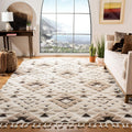 SAFAVIEH Moroccan Tassel Shag Area Rug - 4 ft Square, Ivory & Brown
