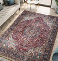 Machine Washable 9x12 Rug - Vintage Low Pile with Non-Slip Backing