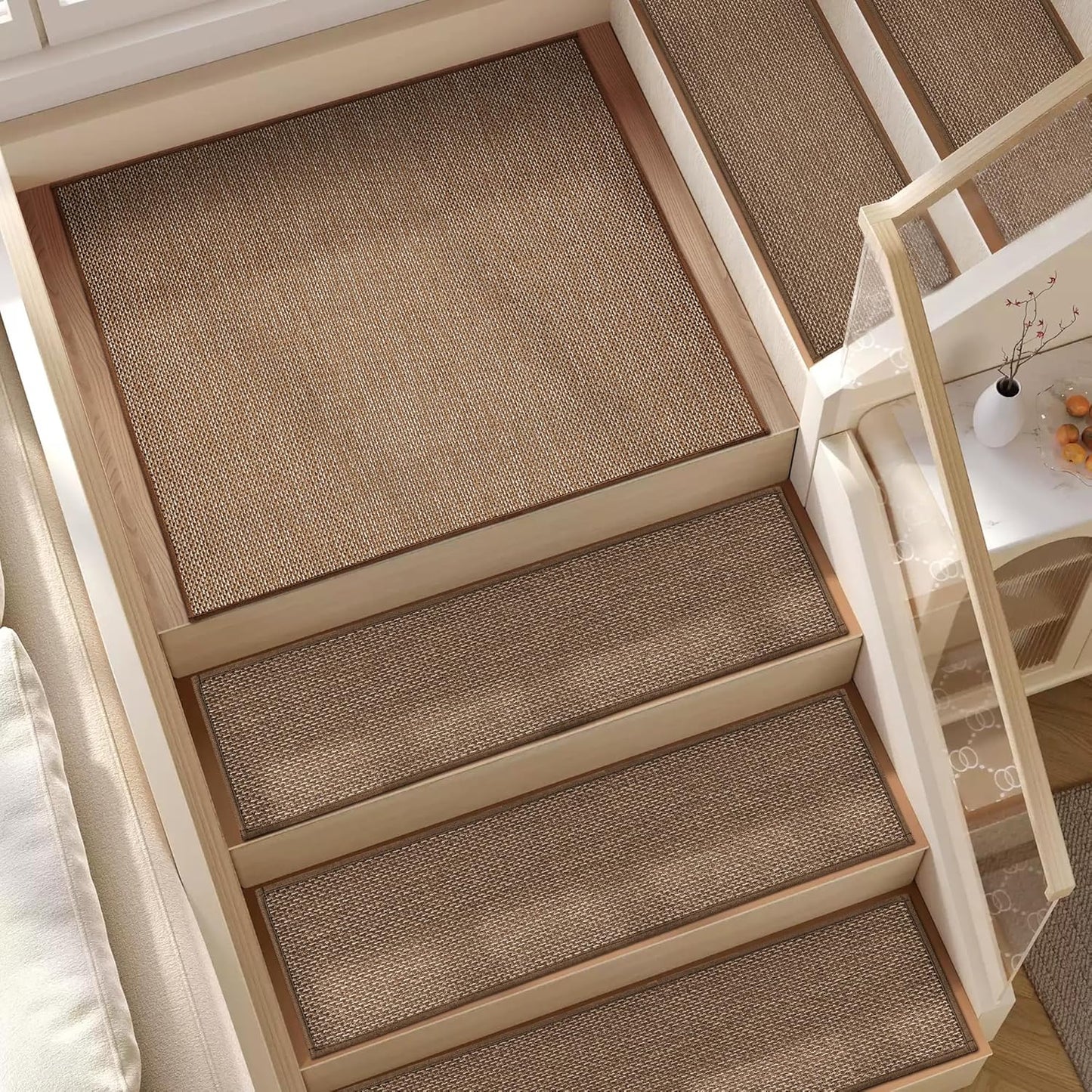 Non Slip Stair Treads for Wooden Steps - 15pcs Brown Carpet