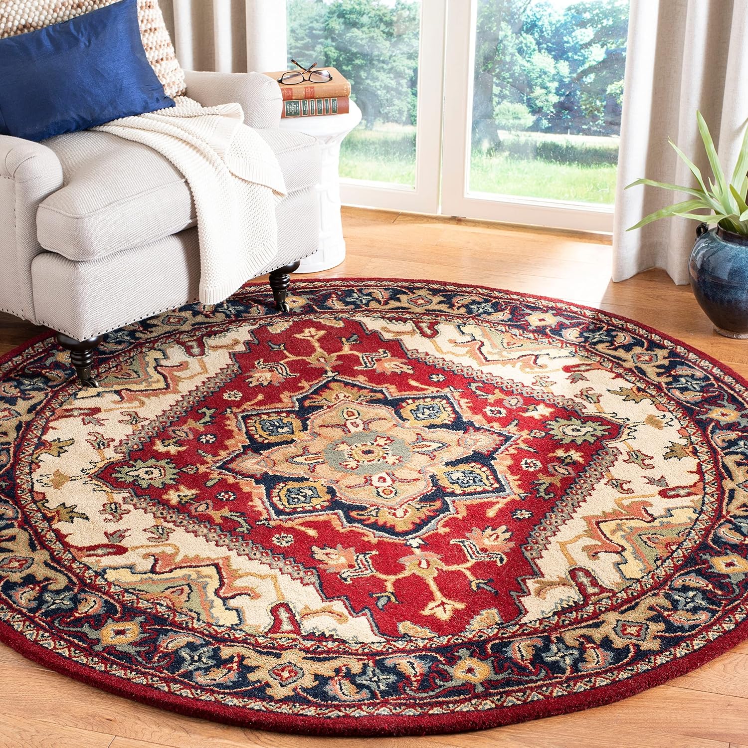 Handmade Traditional Oriental Premium Wool Area Rug in Red