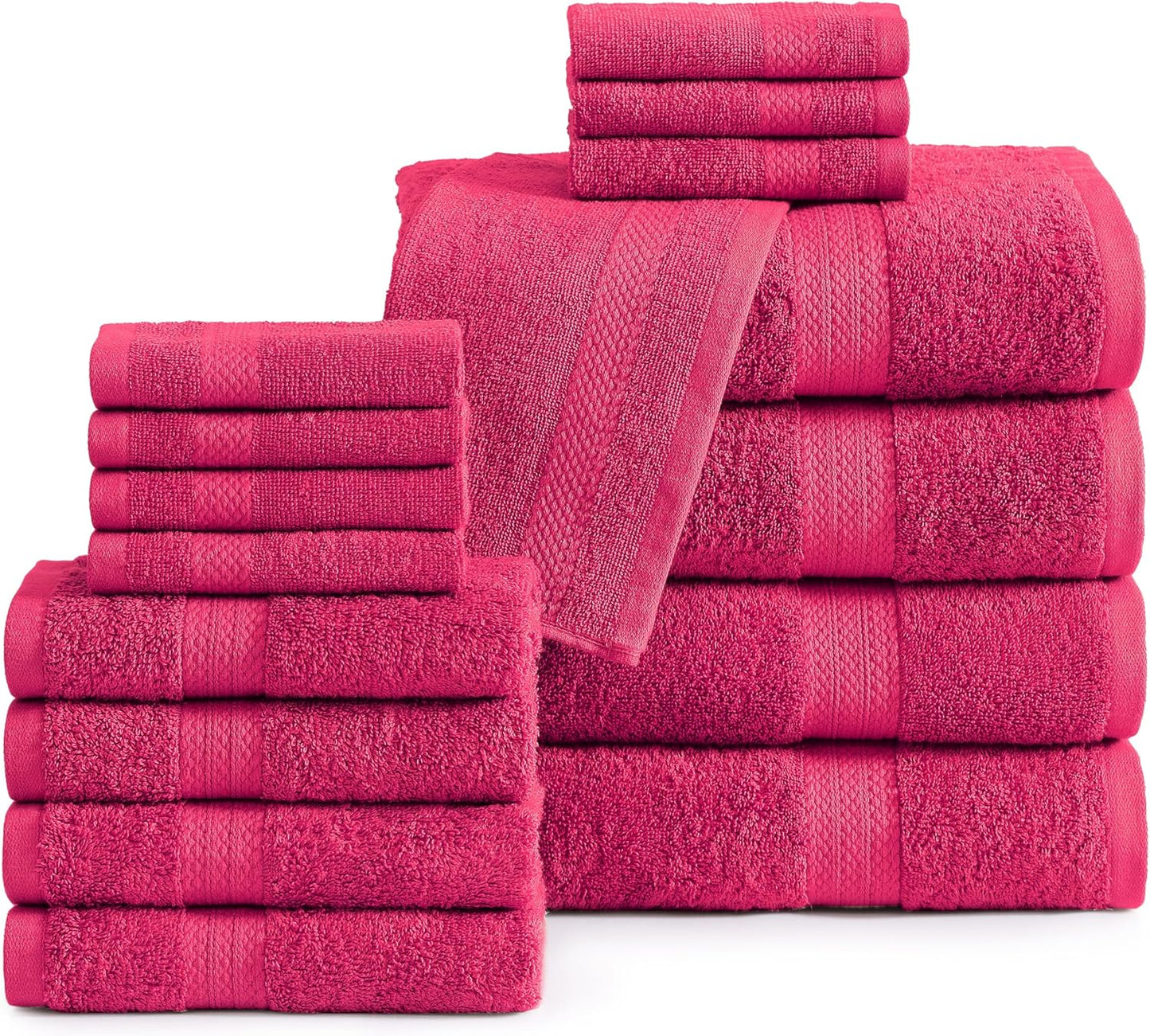 Luxury Bathroom Towel Set - 100% Cotton, 16 Pcs, Soft & Absorbent