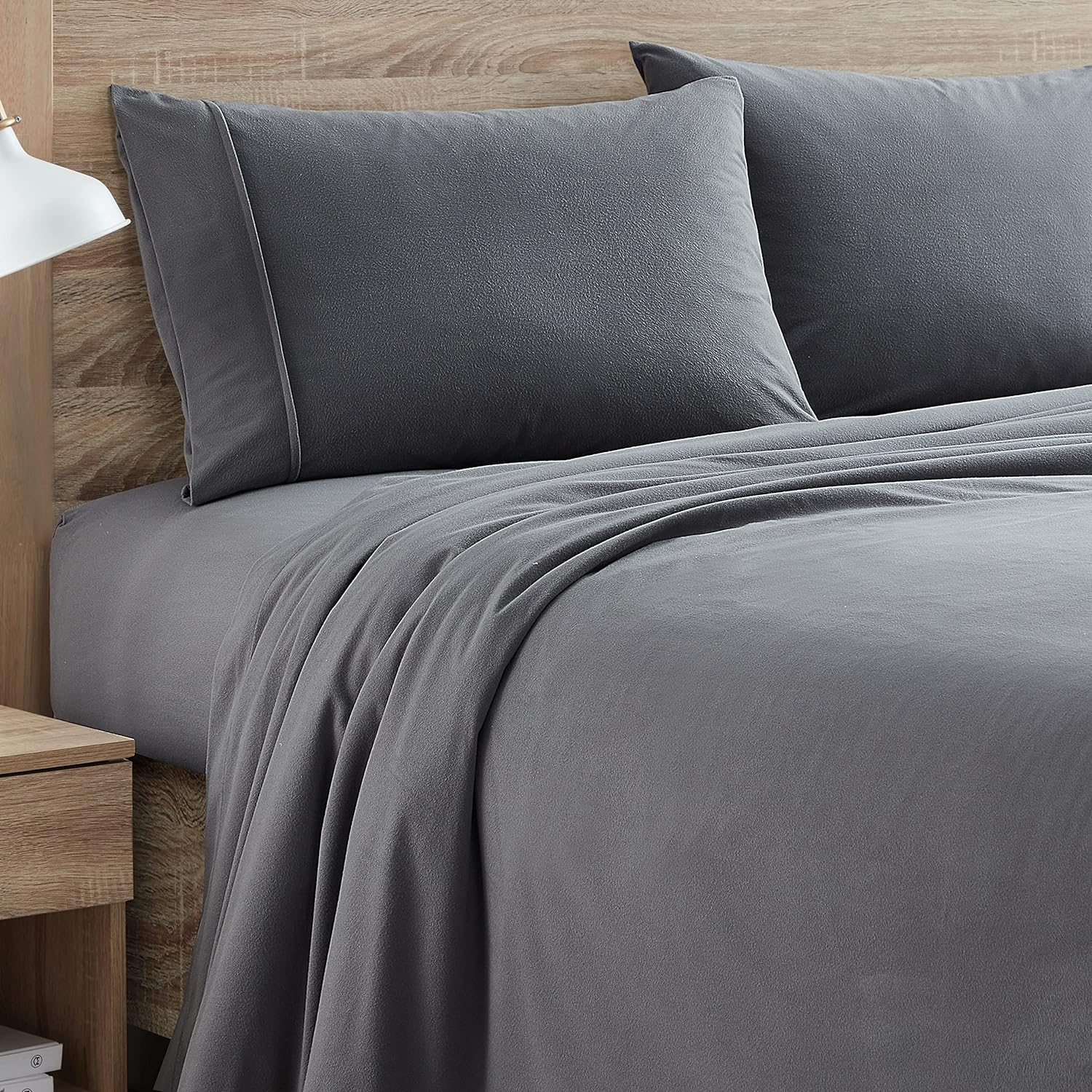 Flannel Sheets Set Warm and Cozy Deep Pocket Bedding Full Gray