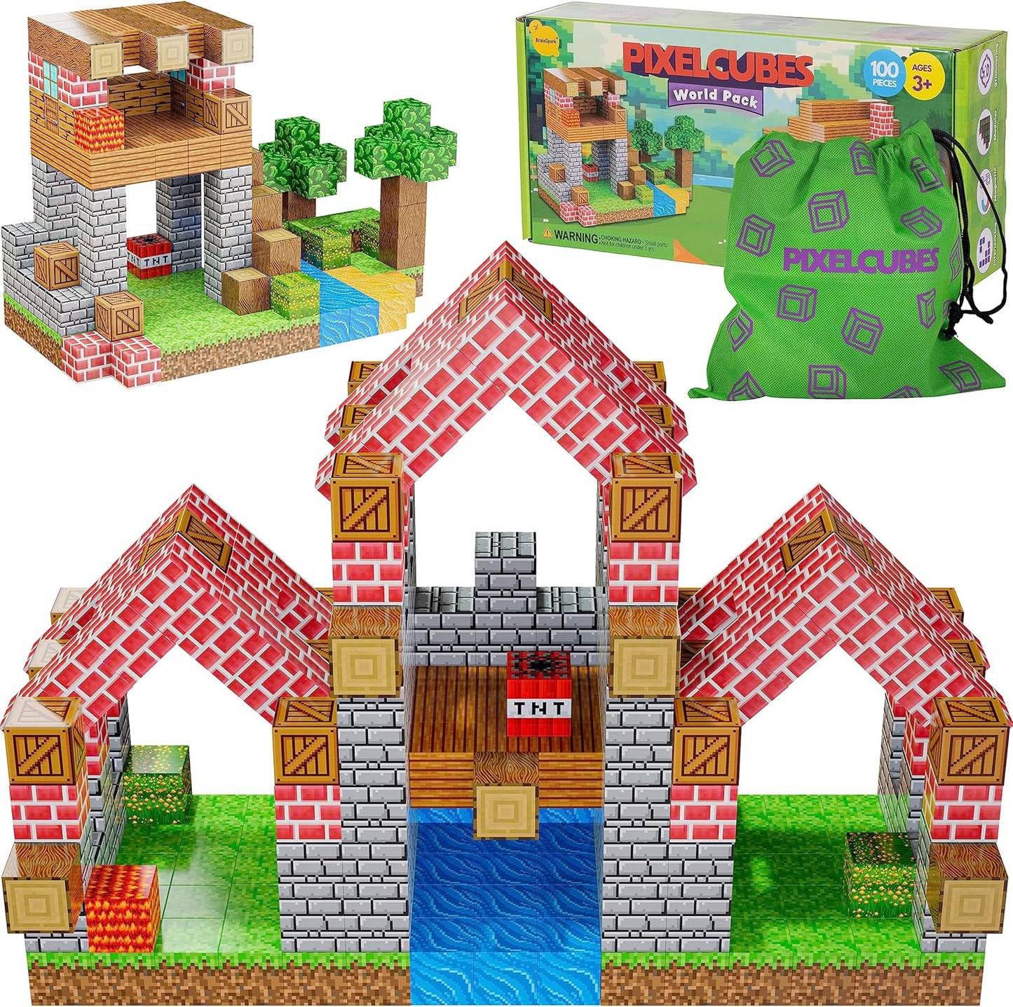 BrainSpark 100PCS Magnetic Pixel Cubes for Creative Kids Fun