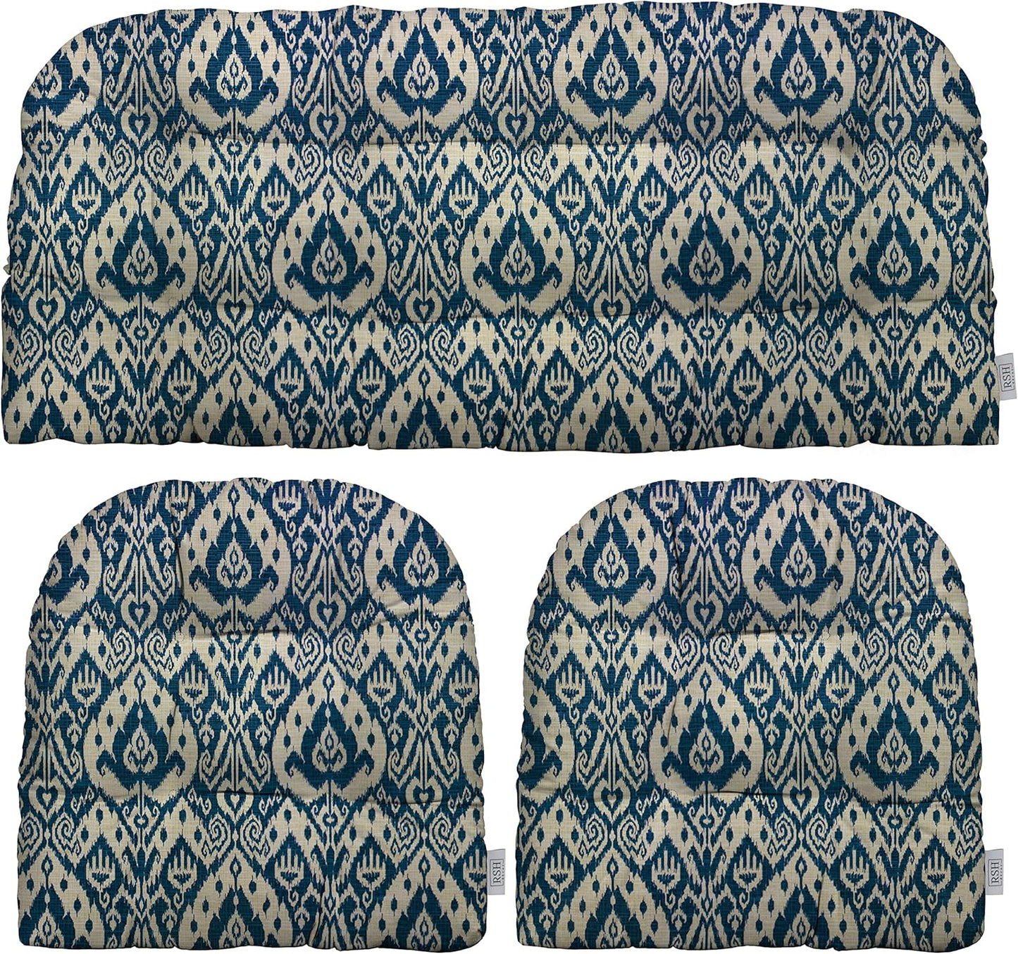 3-Piece Wicker Tufted Cushion Set for Outdoor Loveseat & Chairs