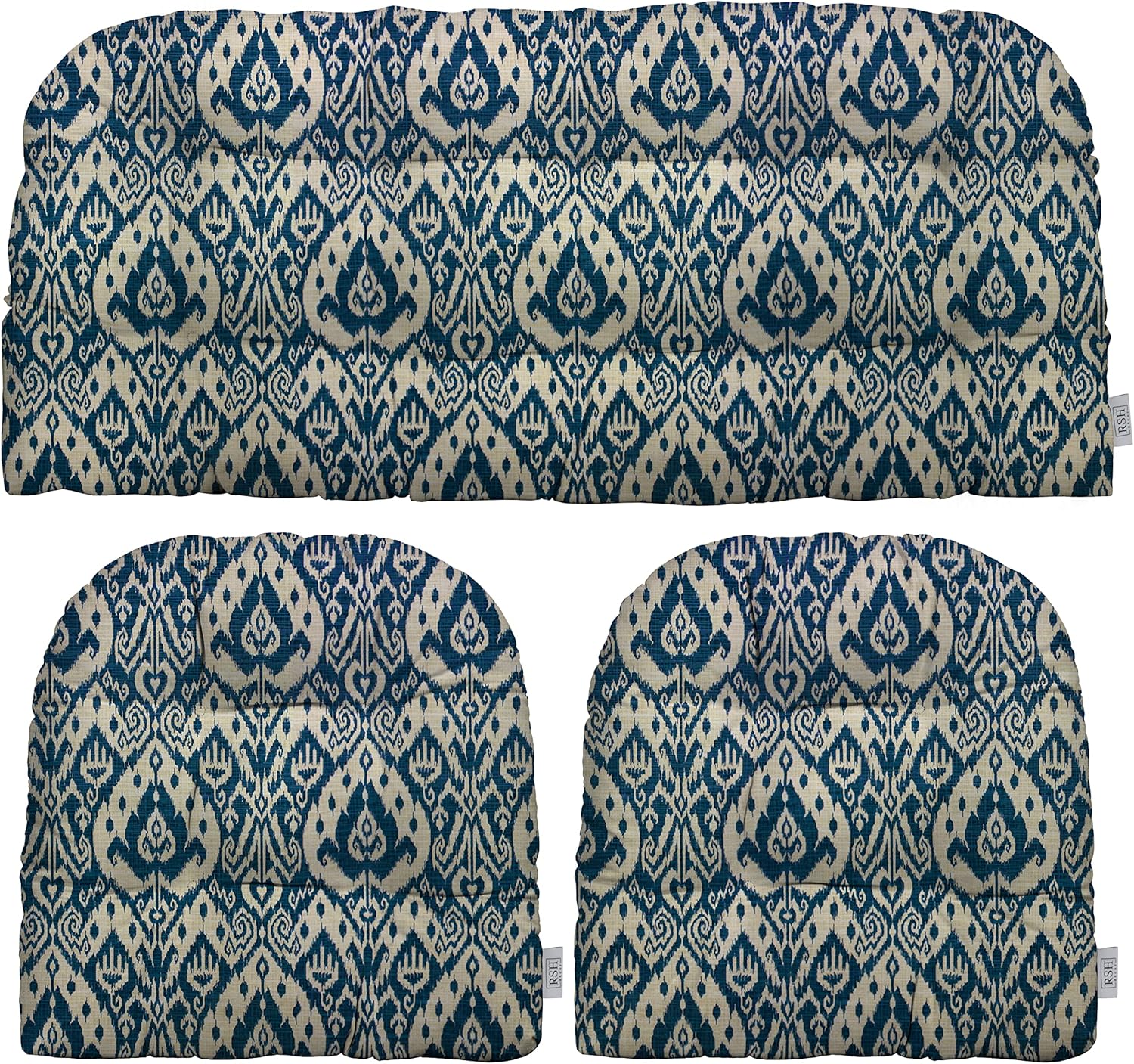 3-Piece Wicker Tufted Cushion Set for Outdoor Loveseat & Chairs