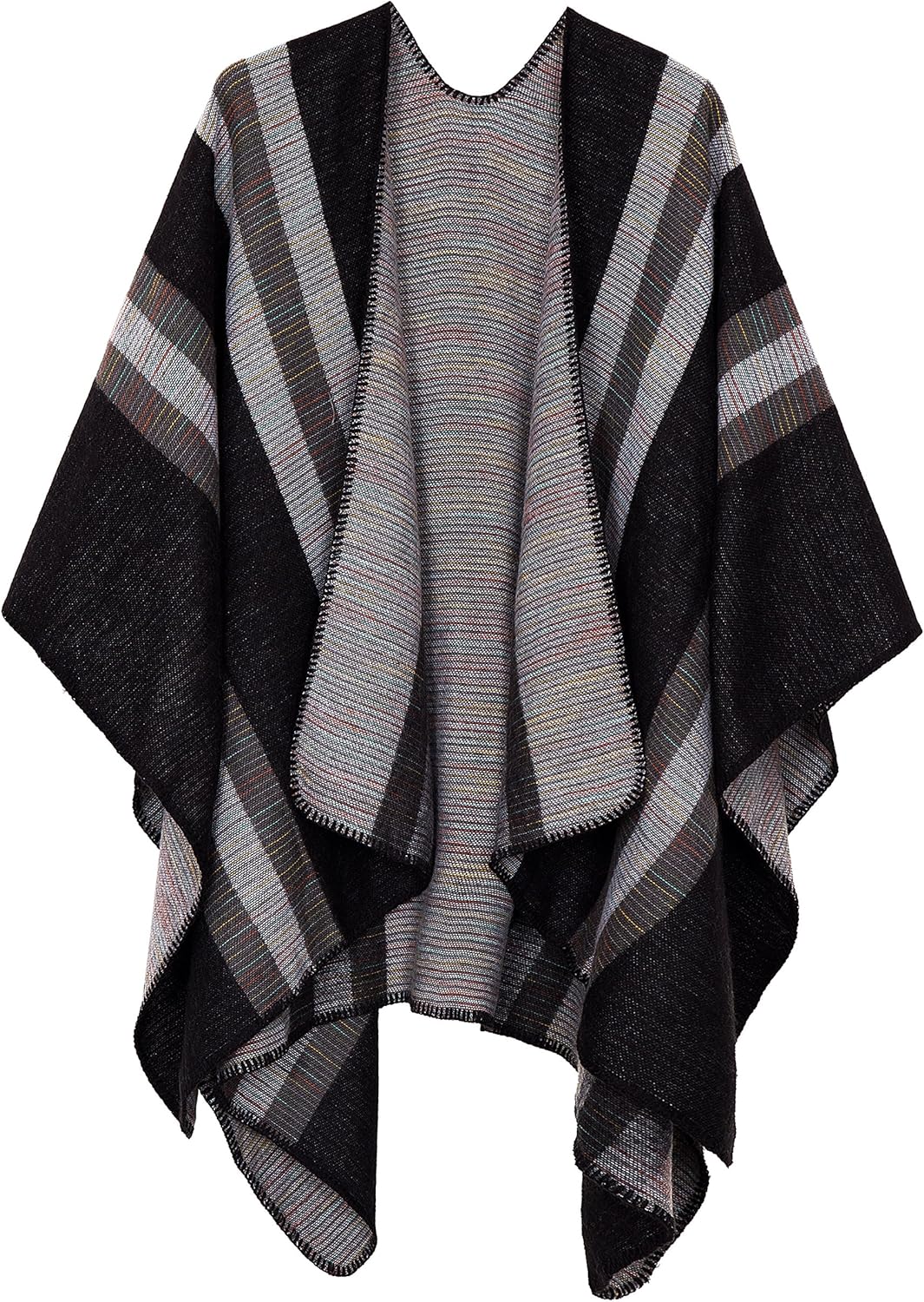 Urban CoCo Women's Color Block Shawl Wrap for Cozy Winter Wear