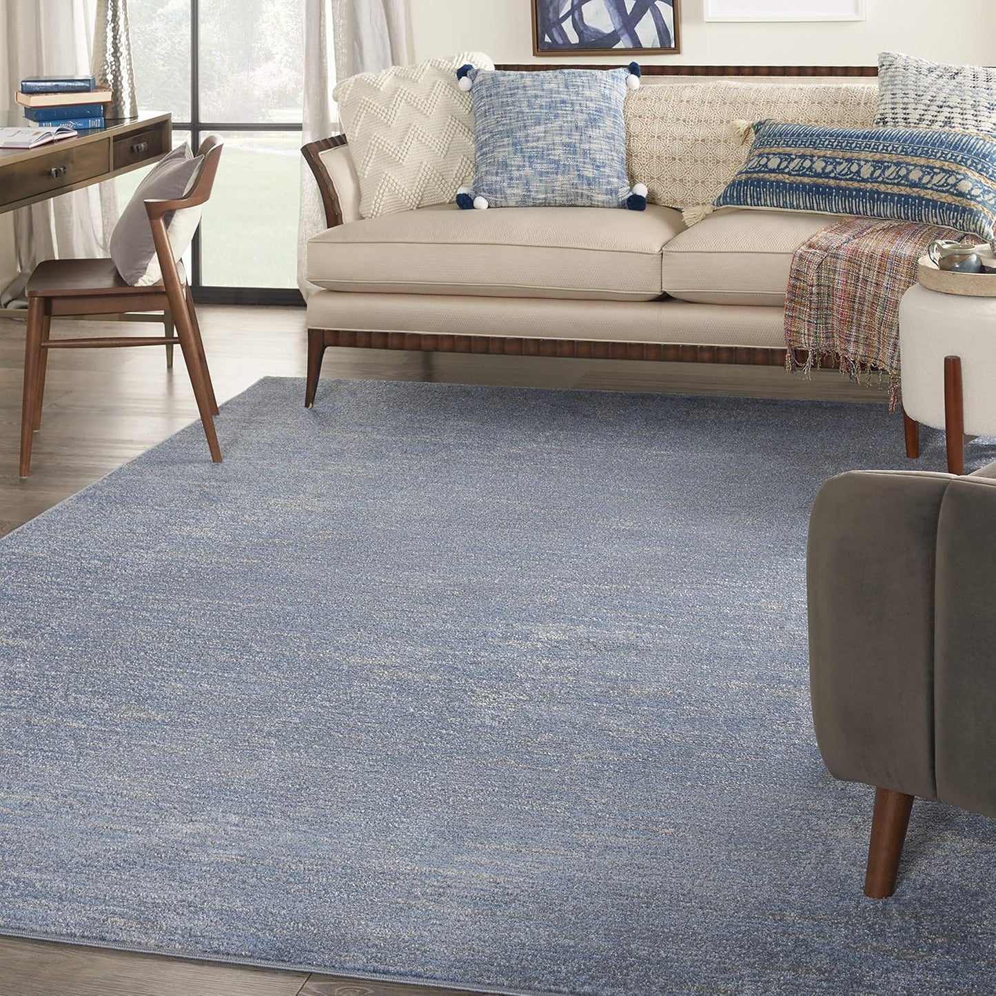 Nourison Essentials Indoor/Outdoor Blue/Grey Area Rug 7ft x 10ft