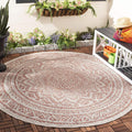 Courtyard 5ft 3in Round Light Beige/Terracotta Outdoor Area Rug - Easy