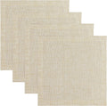 Pure Linen Square Placemats Set of 4 - Champagne Beige 14 x 14 in