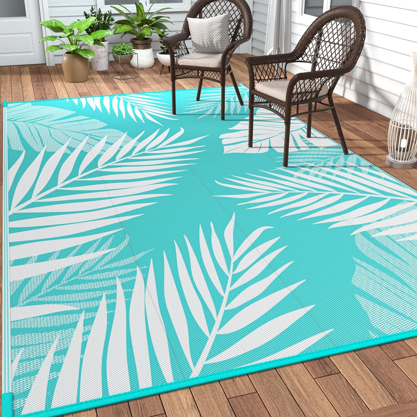 GENIMO Outdoor Rug 6ft x 9ft Waterproof for Patios and More