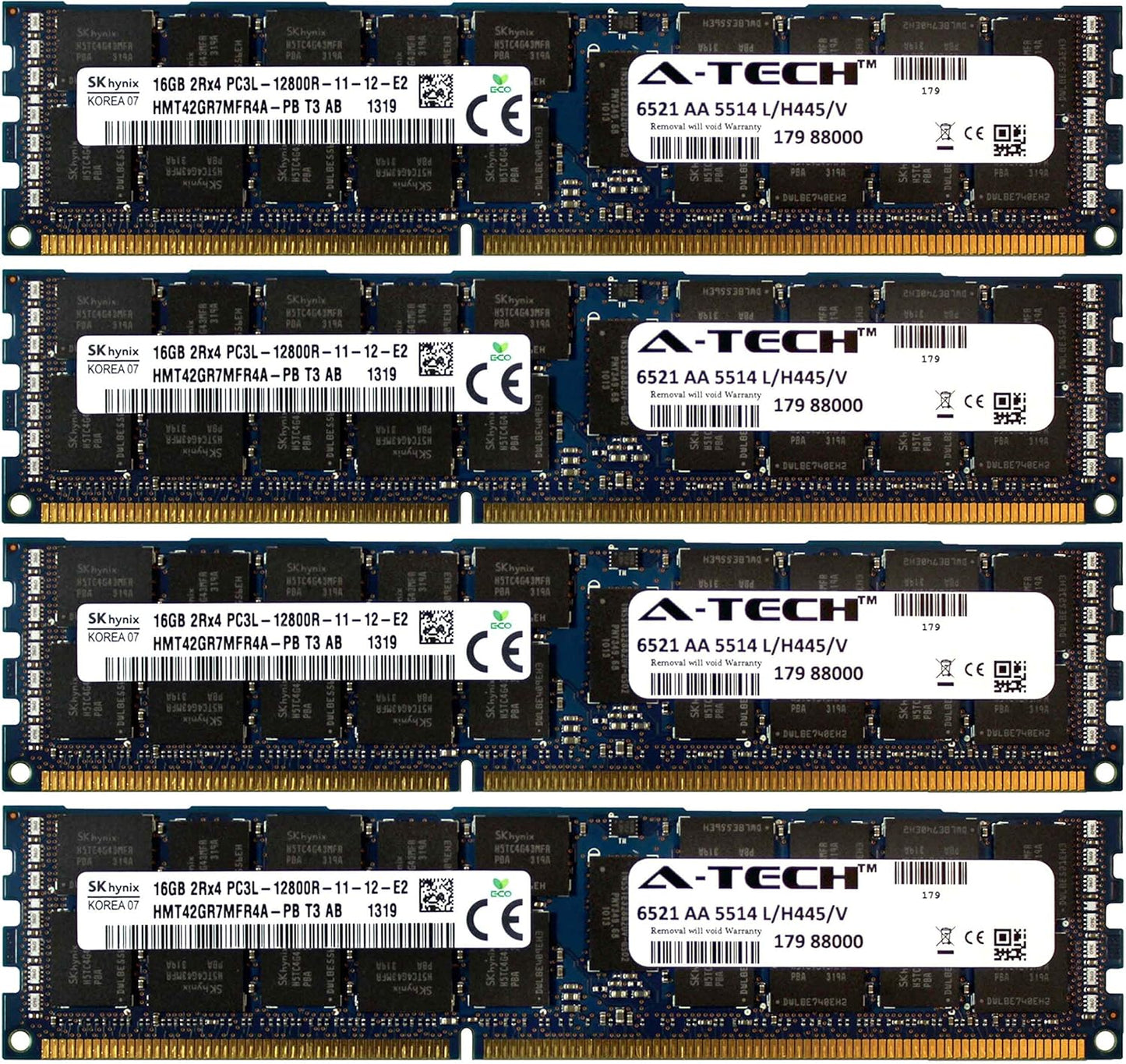 64GB Kit 4X 16GB PC3-12800 RAM for Dell PowerEdge Servers
