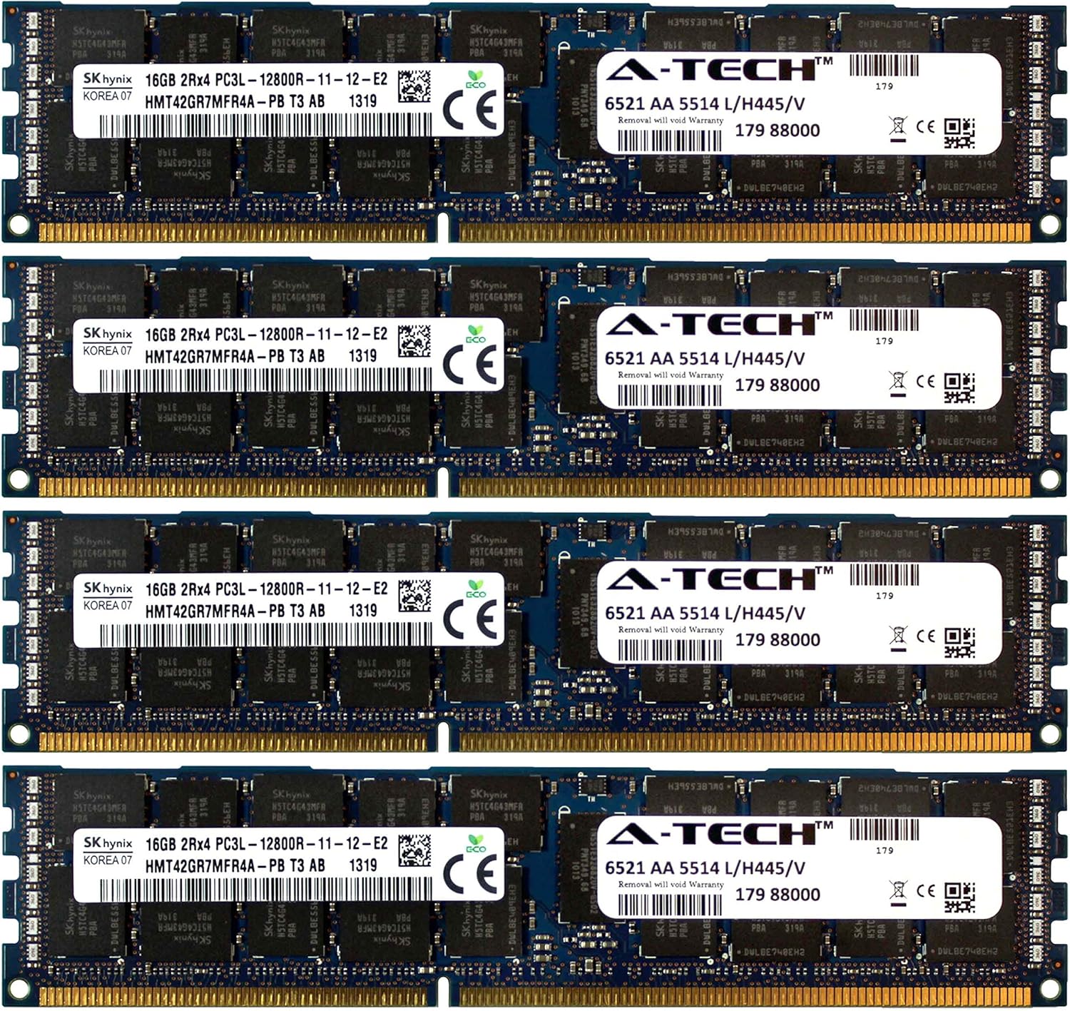 64GB Kit 4X 16GB PC3-12800 RAM for Dell PowerEdge Servers
