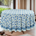 Ridhi Round Tablecloth Hand Block Print 60 in - Reusable Cotton
