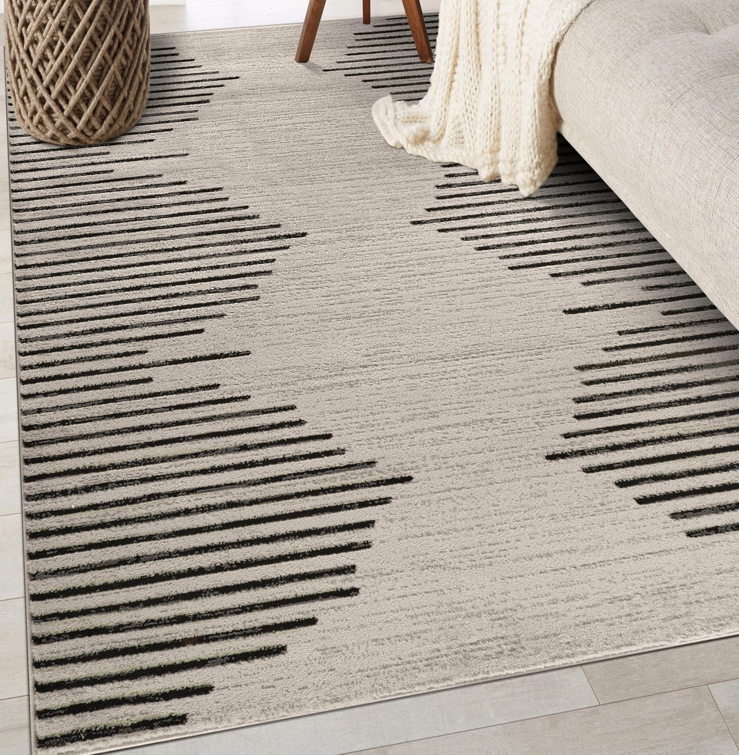 Rugshop Bohemian Stripe Area Rug for High Traffic Spaces