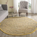 SAFAVIEH Rag Rug Collection 4 ft Round Yellow / Multi - Handmade Boho