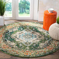 Monaco Collection 3ft Round Area Rug - Boho Medallion Forest Green