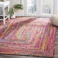 Area Rug 9ft Square Cape Cod Collection - Red & Multi - Handmade Jute
