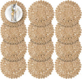 Natural Corn Husk Woven Round Placemats Set of 12 for Dining