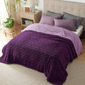 Queen Size Purple Sherpa Blanket for Women - Cable Jacquard Cozy