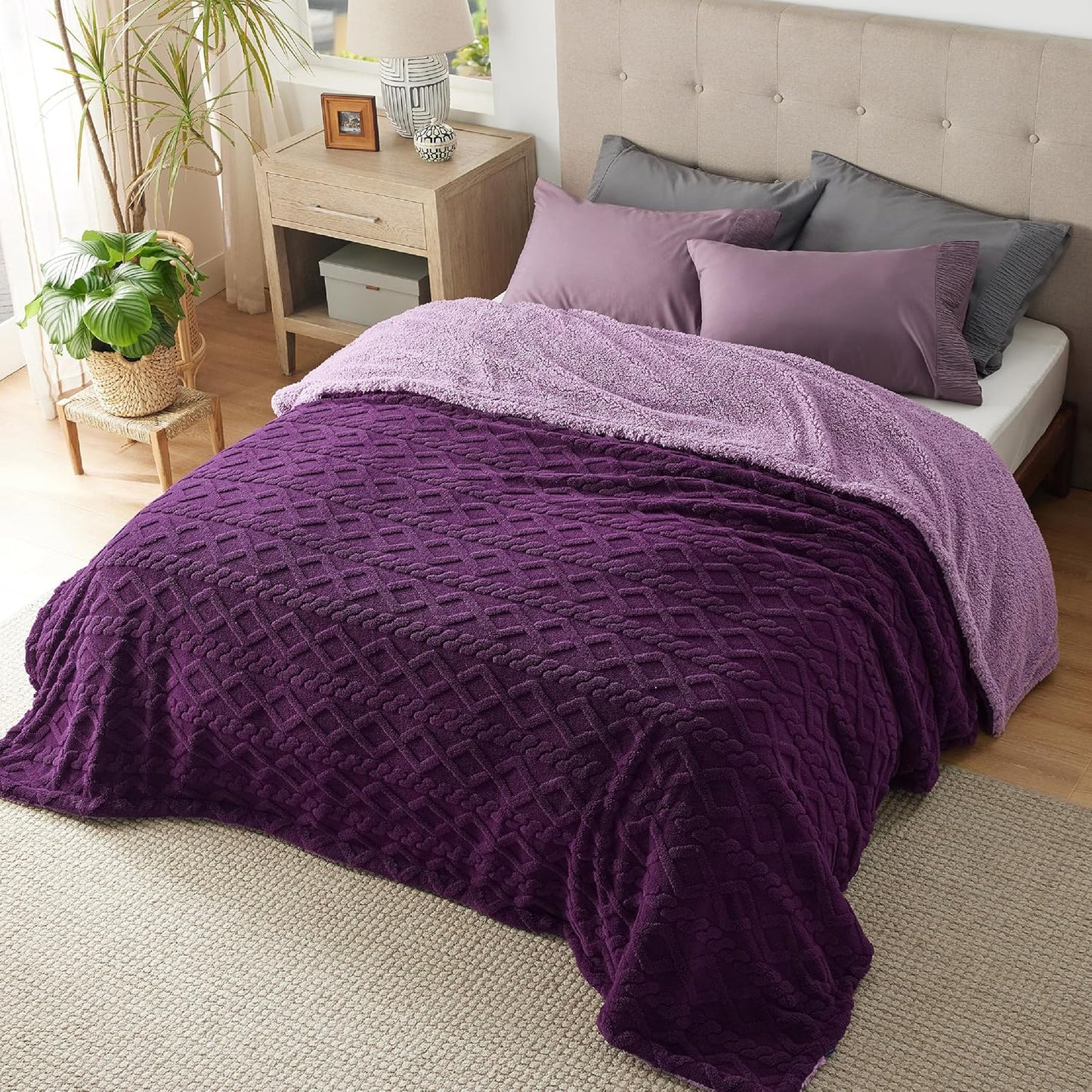 Bedsure Gentlesoft Sherpa Queen Size Blanket for Cozy Winter
