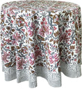 Eden Multicolor 100% Cotton Round Tablecloth 90in - Handblock Floral