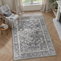 HUGEAR 4x6 Machine Washable Floral Area Rug - Non-Slip Soft Accent