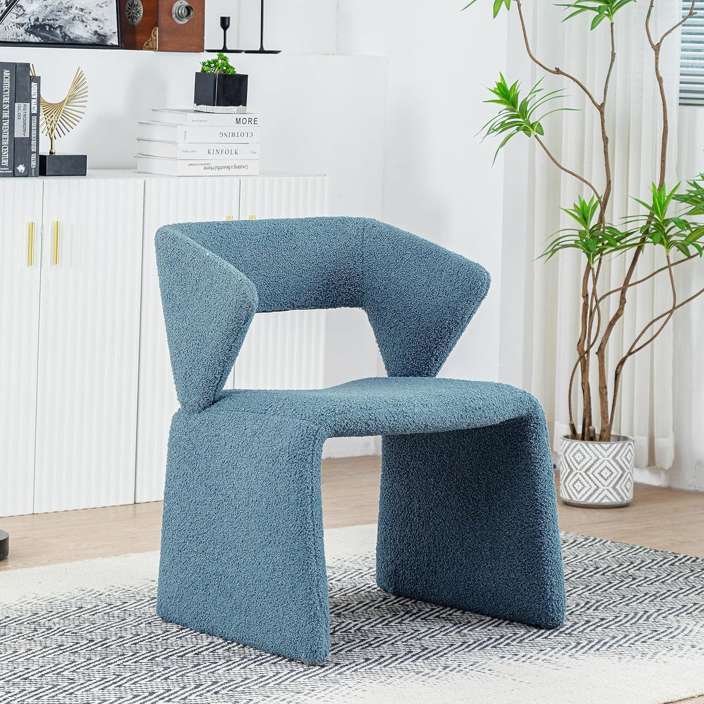 Luxurious Lamb Sherpa Accent Chair in Blue by AISALL