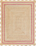 Wave Scalloped Natural Jute Rug Runner - Dark Pink 8ftx10